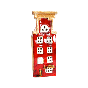 Ceramiczna KAMIENICZKA gdańska LAMPION na PREZENT *czerwona*