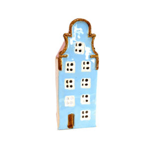 Ceramiczna KAMIENICZKA gdańska LAMPION na PREZENT *niebieska*
