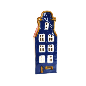 Ceramiczna KAMIENICZKA gdańska LAMPION na PREZENT *granatowa*