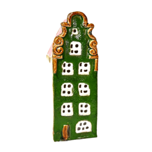 Ceramiczna KAMIENICZKA gdańska LAMPION na PREZENT *zielona*