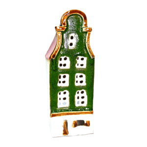 Ceramiczna KAMIENICZKA gdańska LAMPION na PREZENT *zielona*