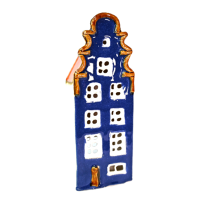 Ceramiczna KAMIENICZKA gdańska LAMPION na PREZENT *granatowa*