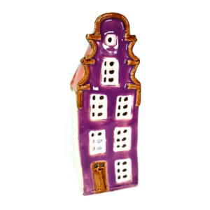 Ceramiczna KAMIENICZKA gdańska LAMPION na PREZENT *fioletowa*